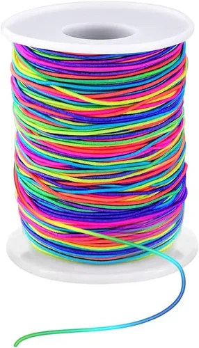 1mm Cuerda elástica para pulseras, Cordón elástico arcoíris resistente para hacer joyas, collares, cuentas y manualidades