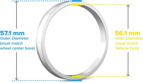 Vista 25 de Anillos espaciadores centrales de 56.1 mm de DI a 73.1 mm de DE, anillos espaciadores de aluminio plateado, solo compatible con Subaru, Honda Acura