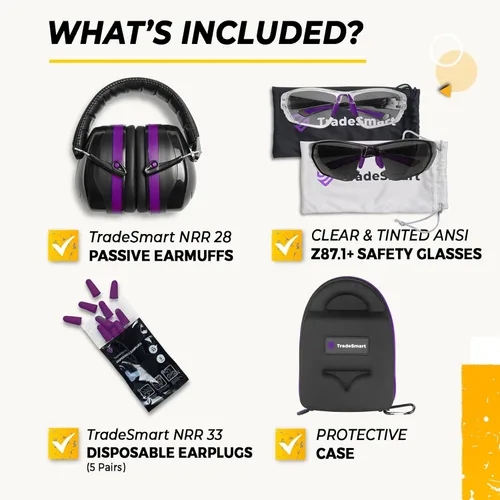 Vista 52 de TradeSmart All-in-One Shooting Ear Protection - Comfort+ NRR 28 Earmuffs, Glasses & Earplugs + Carry Case