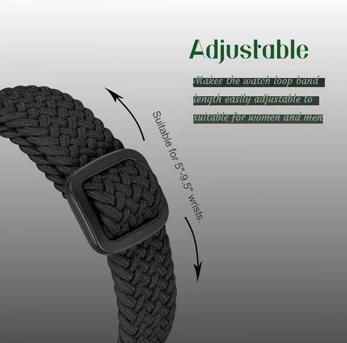 Vista 3 de Paquete de 3 bandas elásticas trenzadas compatibles con Fitbit Inspire 3/Inspire 2/Inspire HR/Inspire/Ace 3/Ace 2, bandas elásticas ajustables