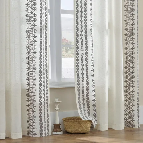 Vista 3 de Cortinas de Lino Natural de 63 Pulgadas de Largo, Juego de 2 Paneles para Sala de Estar y Dormitorio, Cortinas Semitransparentes con Ojales que