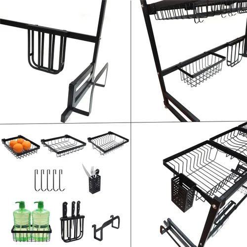 Vista 3 de HTTMT - Estante de secado de platos sobre el fregadero de acero inoxidable para cubiertos de cocina 33.5 in [P/N: ET-DISHRACK002]