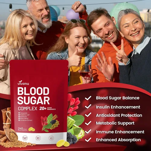 Vista 5 de VivoNu Complejo de azúcar en sangre 20+ ingredientes activos (480 cápsulas blandas/2 bolsas)