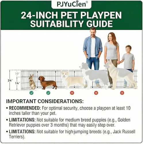 Vista 6 de PJYuCien Corralito para perros con cubierta superior y almohadilla inferior, bolígrafo de ejercicio plegable de metal, 8 paneles de 24 pulgadas