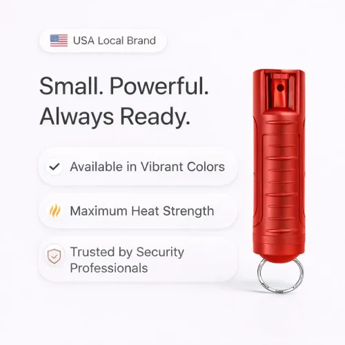 Vista 5 de Burn Spray de pimienta para defensa personal, 1/2 oz compacto para mujeres con llavero, máxima resistencia, grado policial con tinte UV, ideal