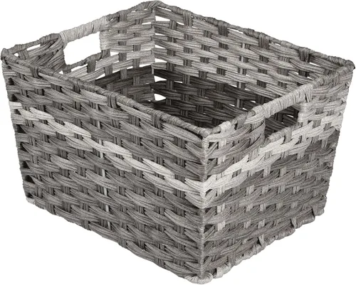 Vista 8 de mDesign Cestas de almacenamiento para el hogar de cuerda trenzada rectangular ancha con asas, para organizar armario, dormitorio, baño, sala