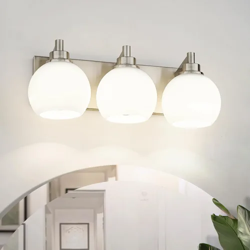 Vista 32 de Accesorios de Iluminación para Baño, Lámpara de Tocador para Baño de 5 Luces Negra y Dorada, Apliques de Pared Modernos de 32 Pulgadas con Pantalla