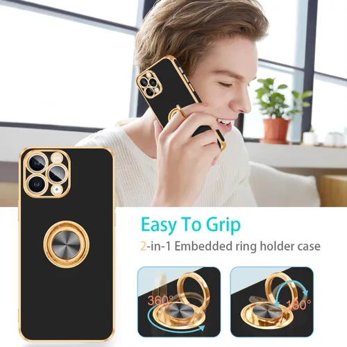 Vista 5 de Fingic Funda para iPhone 11 Pro [con soporte de anillo de 360°] [Soporte magnético para automóvil] Funda de teléfono con soporte magnético