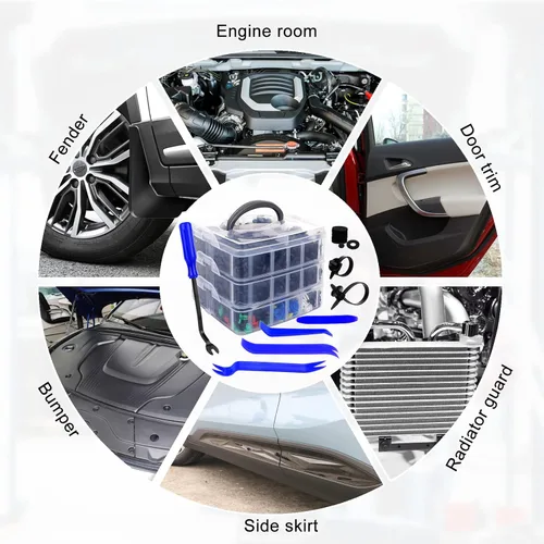 Vista 7 de Kit de 835 piezas de clips de retención y sujetadores de plástico para automóvil - 24 tamaños de clips de nailon para parachoques y guardabarros