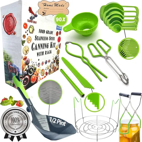 Vista 8 de Supa Ant Kit de iniciación de suministros para conservas negras, 10 piezas de accesorios para latas con estante para conservas, cucharón XL, embudo