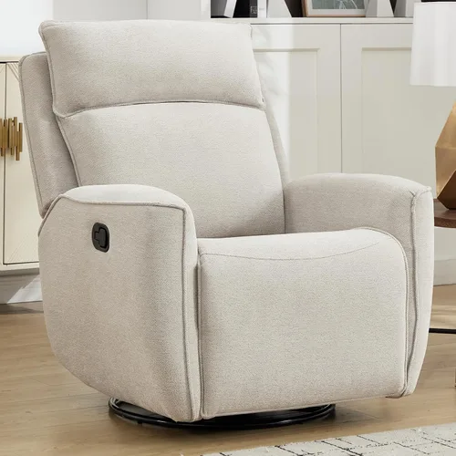 Mecedora reclinable de enfermería, reclinable giratorio, mecedora giratoria con respaldo suave, sofá reclinable manual de tela de felpilla para sala