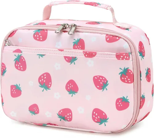 Vista 15 de Lonchera para niños y niñas, bolsa térmica con aislamiento, kit de bolsa de almuerzo reutilizable para viajes escolares (arcoíris Y064)