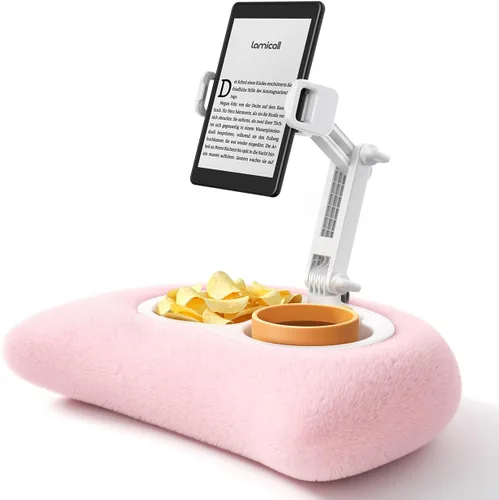 Vista 8 de Lamicall Soporte de almohada para tableta, soporte para Kindle – [Brazo ajustable de 360°] [Cuenco para aperitivos] Soporte para iPad de regazo