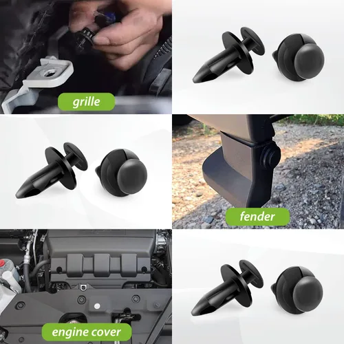 Vista 5 de Frokom 100 piezas de 8 mm de tamaño de agujero, clips de retención de parachoques de nylon para auto, tipo de presión, clips de guardabarros