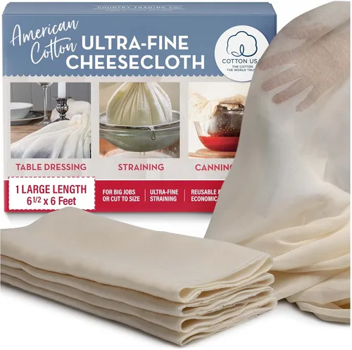 Vista 8 de Estopilla de algodón orgánico sin blanquear para colar, certificado GOTS, colador fino y reutilizable, grande de 18 pies cuadrados