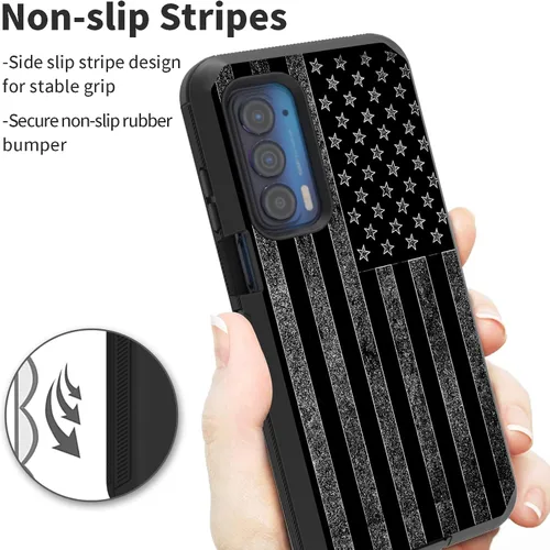 Vista 2 de Funda para Motorola Edge 2021 / Moto Edge 5G UW, protección resistente de 3 capas híbridas a prueba de golpes con funda de clip para cinturón