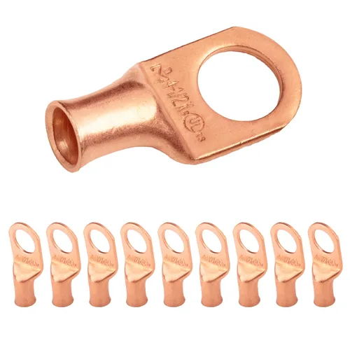 Vista 249 de SELTERM - 5 terminales de anillo resistentes para cable de batería, calibre 1/0 AWG, pernos de 1/2 pulgadas, terminales de calibre 0, ojales