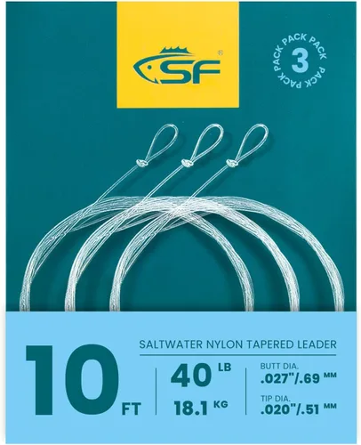 Vista 73 de SF Líder Cónico Pre-Atado con Lazo para Pesca con Mosca de Nailon Transparente para Trucha de Agua Dulce y Salada Bonefish Permit Lubina Salmón