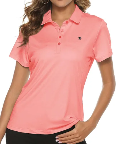 Vista 13 de TBMPOY Camisetas polo de golf de manga corta para mujer, ligeras, con absorción de humedad, con cuello, T-shirt de secado rápido de 4 botones