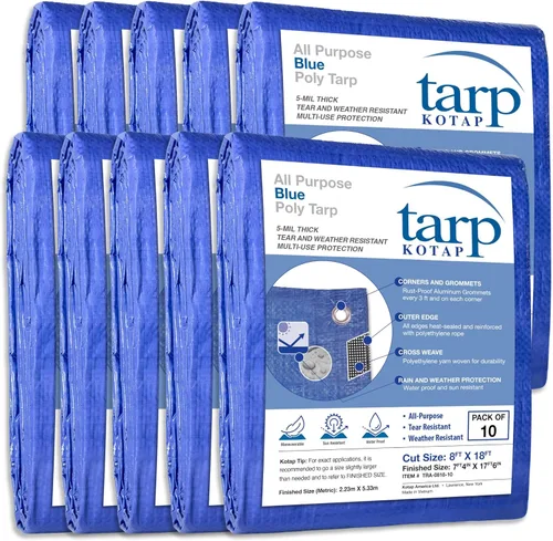 Vista 68 de Kotap - Lona de polietileno para uso general, color azul, de 5 pies x 7 pies, artículo: TRA-0507