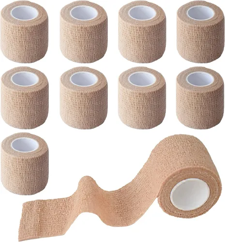 Vista 29 de Paquete de 9 vendajes autoadhesivos de 1 pulgada x 5 yardas para tobillos, muñecas, dedos, deportes, cinta veterinaria cohesiva transpirable