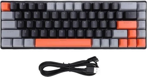 Vista 7 de Jectse RGB Gaming Keyboard, 60 Percent Keyboard Wired Mechanical with Blue Switch, Ergonomic Computer for Laptop PC Gaming (Orange Gray Black)
