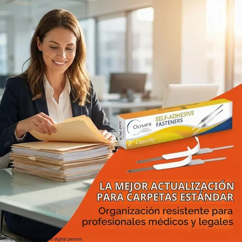 Vista 6 de OLYMPX 100 bases de sujeción de papel autoadhesivas de 2 pulgadas de capacidad, centro de 2.75 pulgadas para accesorios de carpetas de archivos