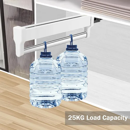 Vista 4 de Barra de Valet Extraíble para Armario, Ajustable, de Acero Resistente, Montada en la Parte Superior, para Almacenamiento de Ropa en el Armario