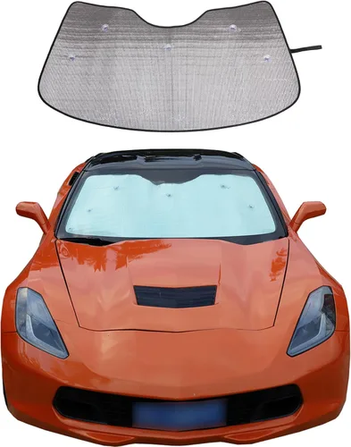 Parasol para parabrisas compatible con Chevrolet Corvette C7 2014-2019, parasol plegable para ventana delantera, visera de protección solar