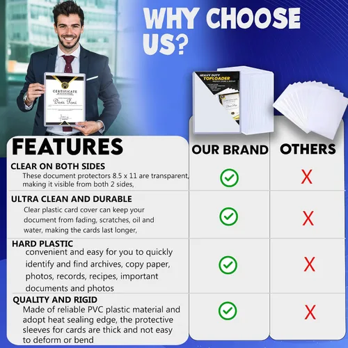 Vista 5 de Paquete de 5 protectores rígidos de impresión de 8.5 x 11, protectores