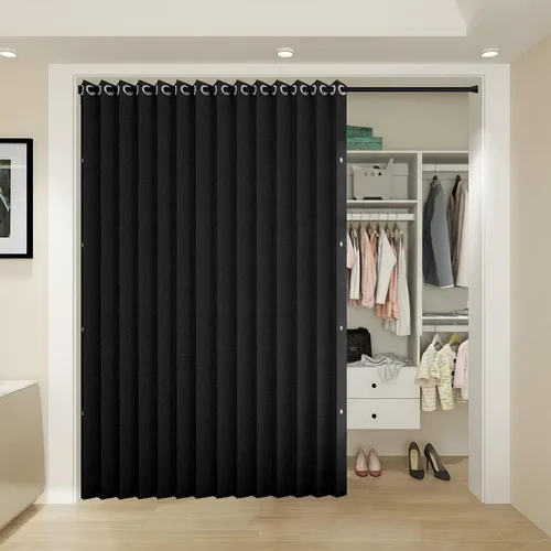 Vista 2 de Cortinas Verticales de Privacidad, Cortina Vertical de Pliegues Fruncidos con Memoria Entrenada Adecuada para Cobertura Abierta de 78 Pulgadas