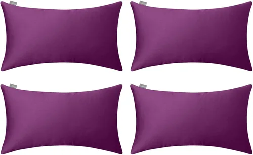 Vista 23 de Thmyo - Paquete de 4 fundas de almohada decorativas de 100 % algodón para lumbar, cómodas, sólidas, para Navidad/Halloween, fundas de cojín Blanco