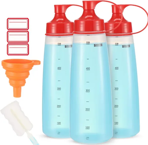 Vista 13 de Botella exprimidora de condimentos para salsas de boca ancha, botellas de plástico para condimentos, pintura, salsa de tomate, mostaza, aceite