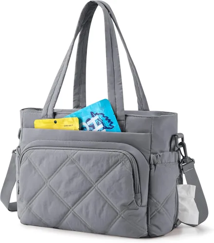 Vista 11 de BAGSMART Bolsa de Almuerzo para Mujer, Bolsa de Almuerzo Grande Aislada con Múltiples Bolsillos, Bolsa de Mano Acolchada y Hinchable