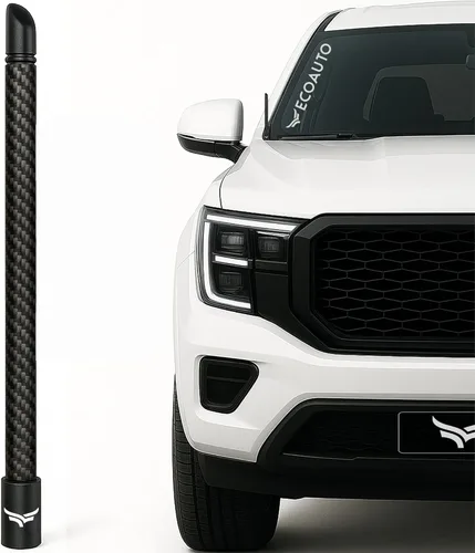 Vista 10 de EcoAuto Antena universal para camión corta y rechoncha de 8 pulgadas, accesorios de camión para Ford, Dodge, GMC, Chevy, Jeep (2007+) - antirrobo
