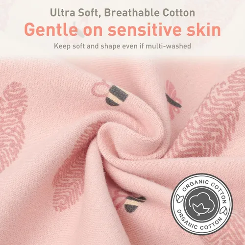 Vista 5 de Saco de dormir de algodón orgánico para recién nacido, saco de dormir de transición para bebé, mangas arriba, puños de manopla, paquete de 2