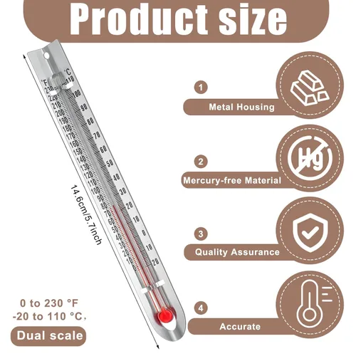 Vista 2 de Tellegloww 12 Piezas Termómetros de Ciencia en Forma de V, Doble Escala, Termómetro de Laboratorio Sin Mercurio para Suministros Escolares