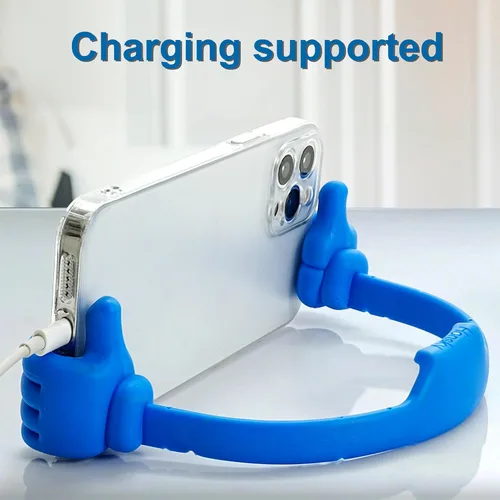 Vista 6 de Honsky - Soporte funcional, divertido, pulgares arriba, para teléfono, tableta (TPU flexible, varios colores)., Negro