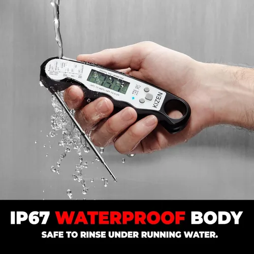 Vista 4 de Termómetro digital de lectura instantánea para carne de KIZEN - Termómetro de alimentos para cocinar, parrilla, horno, barbacoa - Clasificación IP67