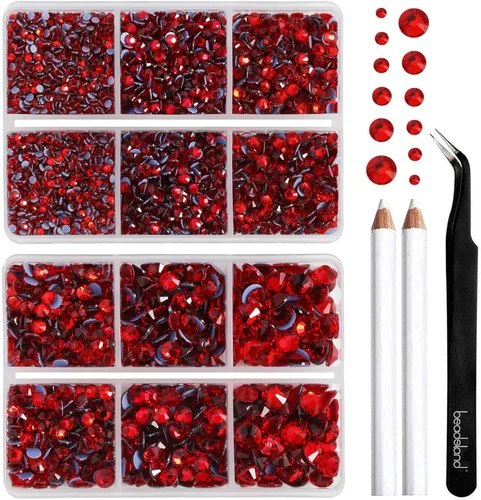 Vista 11 de BEADSLAND Diamantes de imitación termoadhesivos, 6080 piezas de diamantes de imitación azules para manualidades en ropa, 6 tamaños mixtos con lápiz