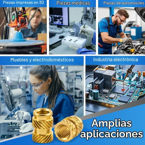 Vista 5 de Juego de 400 piezas de insertos roscados de latón para impresión 3D M2-M6 Kit