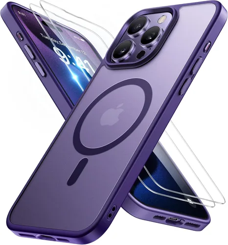 Vista 70 de Miracase - Funda magnética para iPhone 13 de 6.1 pulgadas (compatible con MagSafe) (con 2 protectores de pantalla), protección de grado militar