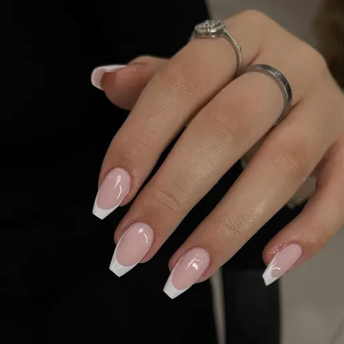 Vista 12 de 30 Uñas Postizas de Punta Francesa Negra a Presión, Uñas de Almendra Cortas para Presionar, Uñas Postizas Cortas en Forma de Almendra, Uñas