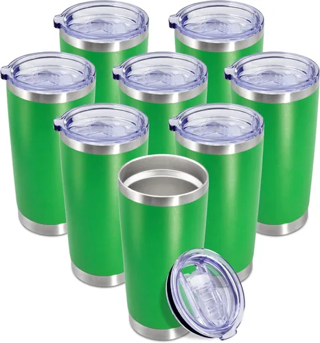 Vista 57 de Vaso de viaje de café de 20 onzas a granel con tapa, acero inoxidable de doble pared aislada al vacío, tazas con recubrimiento en polvo que se