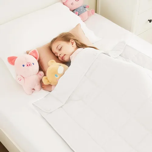 Vista 17 de HOSUKKO - Manta con peso, manta pesada color gris de 5 libras, manta transpirable (36 x 48 pulgadas, 5 libras)