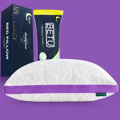 Vista 9 de BETU Almohada refrescante estándar, almohada de espuma viscoelástica triturada fresca para durmientes calientes, almohadas ajustables firmes
