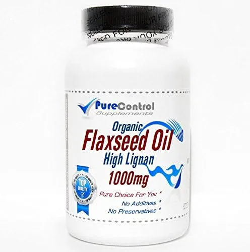 Aceite de linaza orgánico High Lignan 1000mg // 200 Cápsulas // Puro // por PureControl Supplements