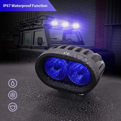 Vista 5 de Luz de seguridad azul de la carretilla elevadora 20W, luz de advertencia de seguridad de la carretilla elevadora del almacén luces 12-80V 2PCS