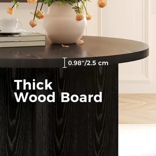 Vista 5 de Luoxiao Mesa de Centro de 27.5'' para Espacios Pequeños, Mesa Moderna Minimalista para Sala de Estar, Mesa Auxiliar Redonda Pequeña Duradera y Negro