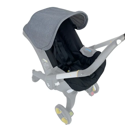 Vista 11 de Kits de cambio de cojín de asiento, ropa, sombrilla, toldo para cochecito compatible con asiento de automóvil y cochecito Doona (negro)